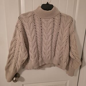 Brunello Cucinelli Cashmere Beige Cable Knit Turtleneck Sweater
